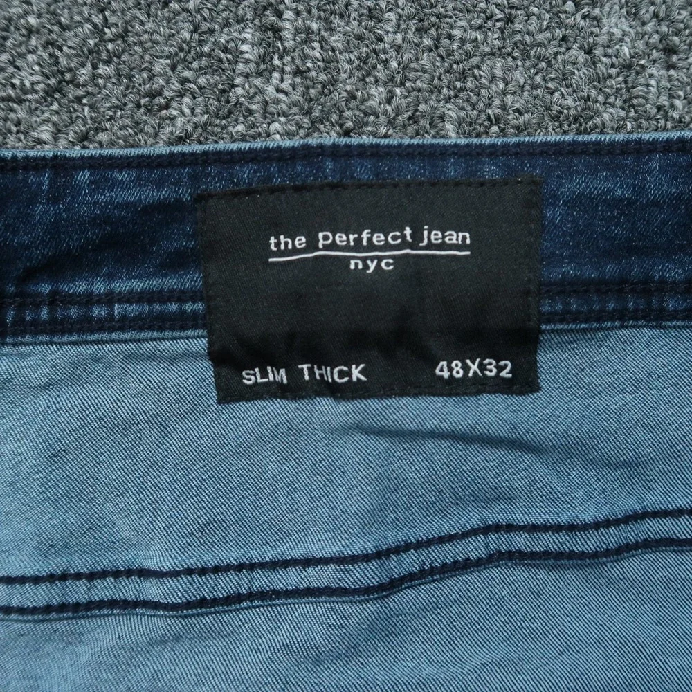 The Perfect Jean Jeans Men 48x32 Blue Slim‎ Thick Dark Wash Whiskered 5 Pocket